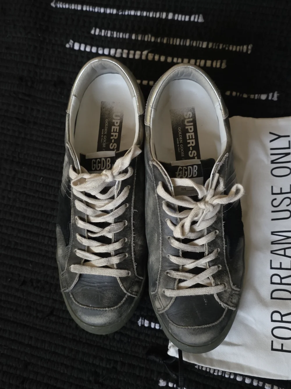 Golden Goose Black Silver Leather Super-Star Insole Sneakers